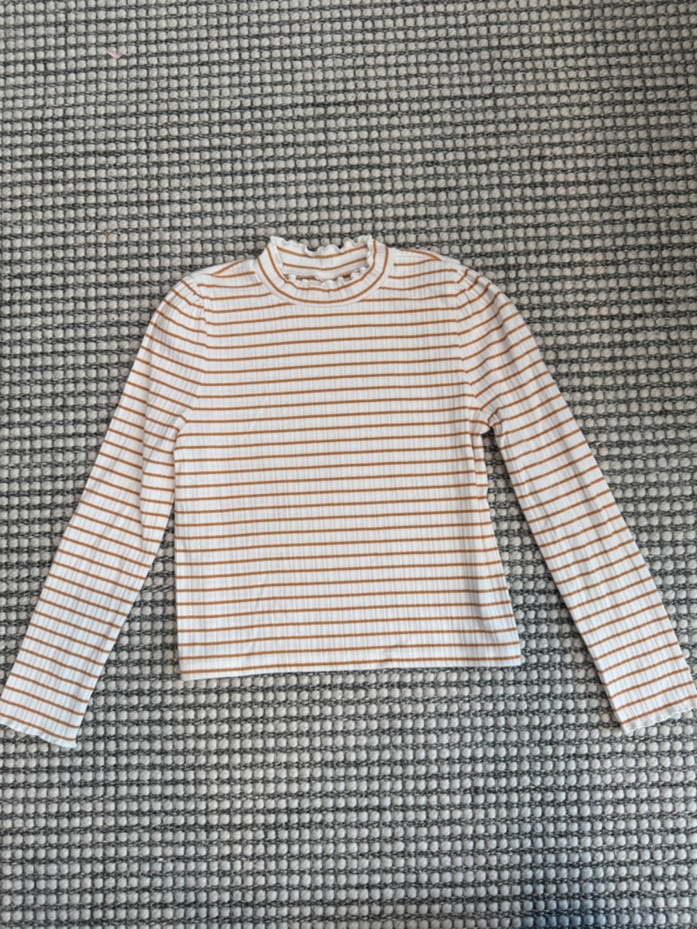 Mini Boden Cream and Orange Striped Long Sleeve Tee